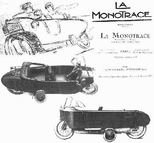 La Monotrace, moto décapotable avec moteur monocylindre GILET 500